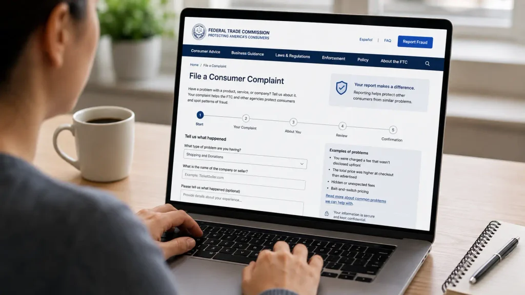 Consumer reporting hidden fees to the FTC